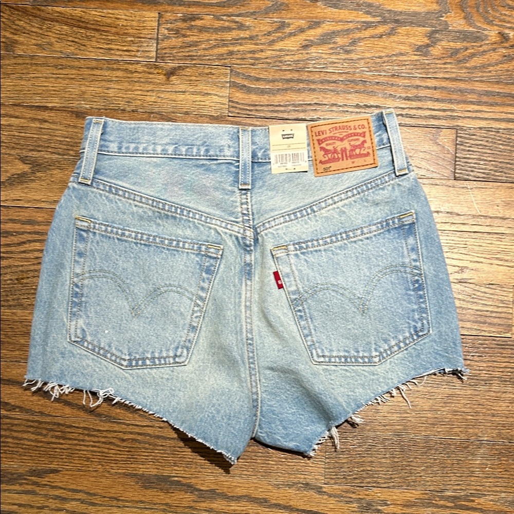 Levi's Light Blue Distressed Jean Shorts - Picture 3 of 5